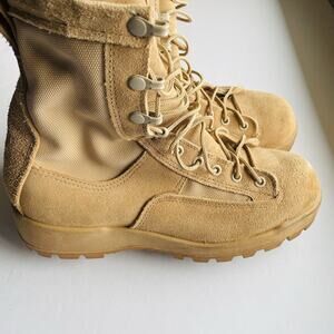 McRae Vibram Military Boots-Sz 7W Steel Toe-Tan Camel-Flight & Combat Approved